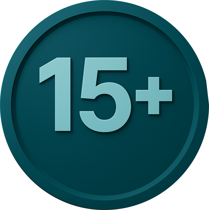 Circular scuba diving level badge with "15+ dives" requirement for advanced scuba diving courses in Koh Tao
