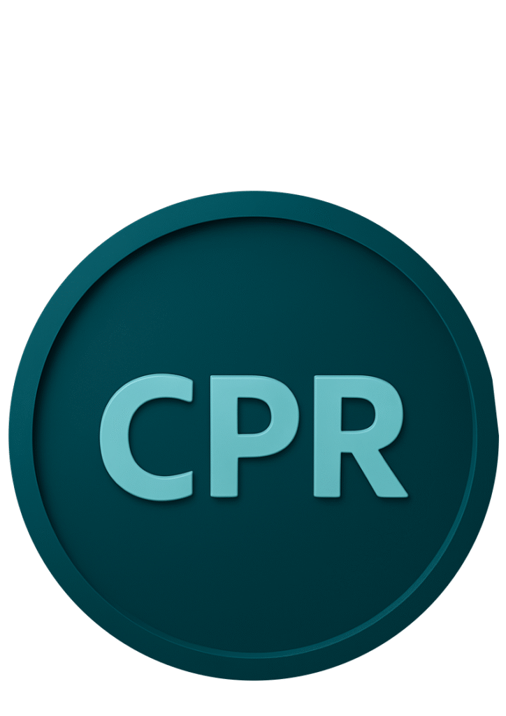 CPR Certified diver badge icon, teal circular medal for scuba diving qualifications.