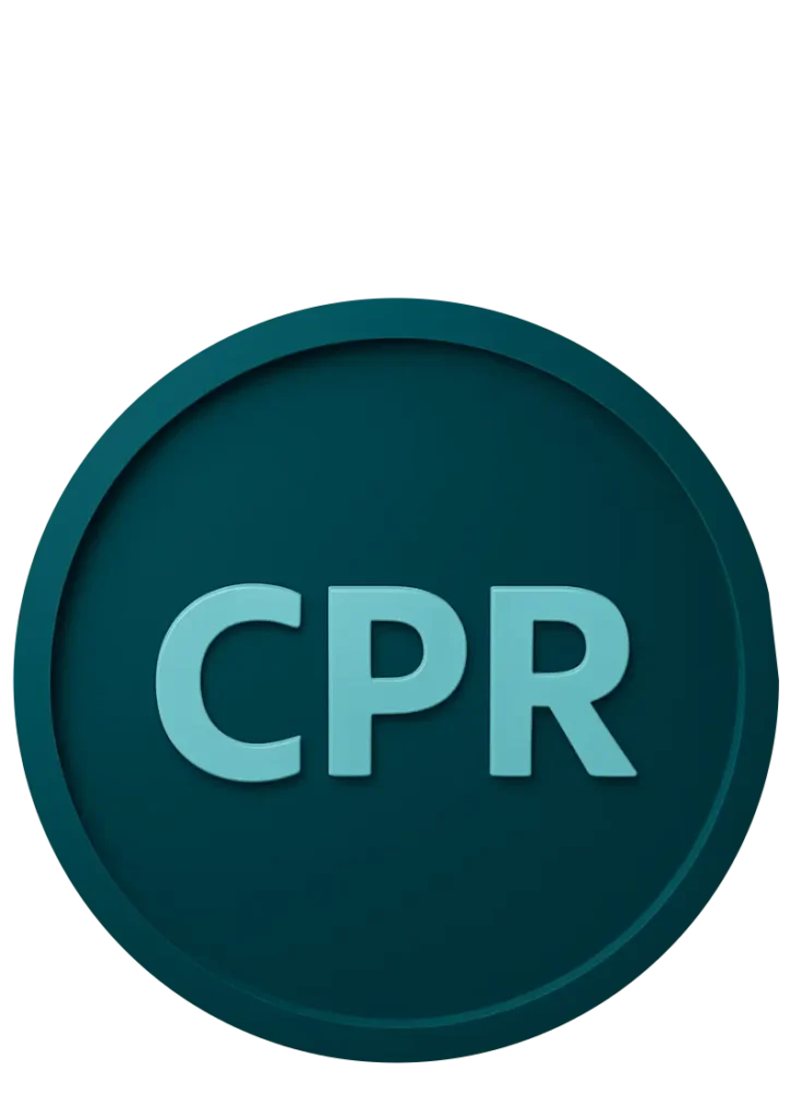 CPR Certified diver badge icon, teal circular medal for scuba diving qualifications.