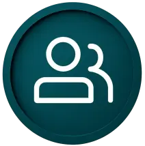 White group icon in teal circle symbolizing Dive In Koh Tao’s group booking feature for scuba diving reservations.
