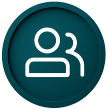 White group icon in teal circle symbolizing Dive In Koh Tao’s group booking feature for scuba diving reservations.